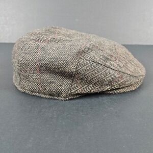 Country Gentleman Men's Brown Flat Cap Size XL Wool Blend Herringbone Tweed Hat